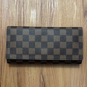 Classic Brown Checkered Long Card Holder Wallet